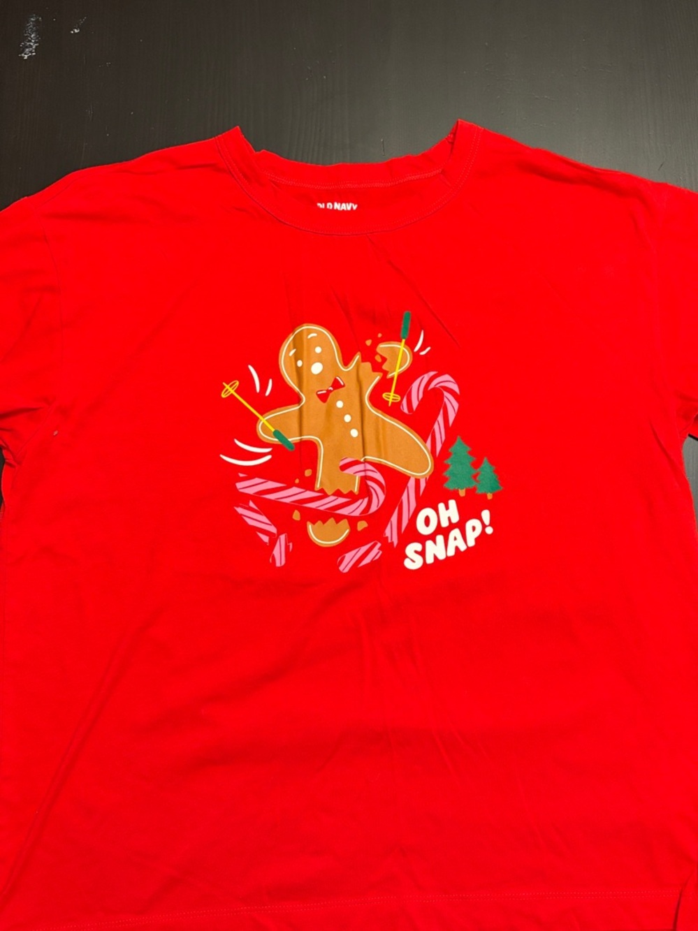 Old Navy Red Gingerbread 'Oh Snap!' Graphic Tee